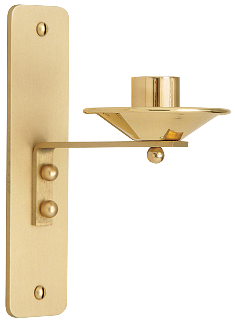 Brass Two-Tone Satin & Bright Wall Candle Holder, 1-3/4" x 6-1/2" Backplate, 5" Extension | Koley's Inc.
