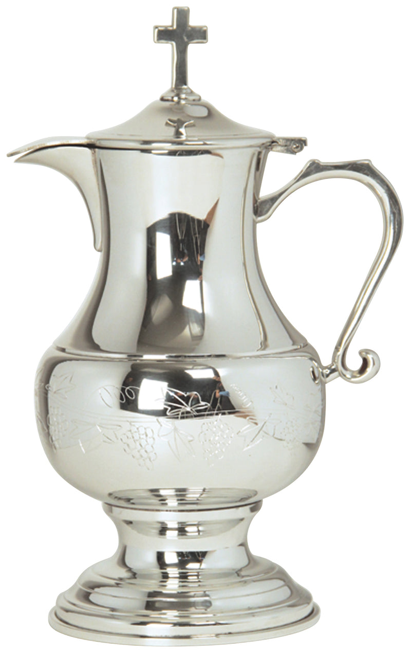 Silver Plated Pewter Flagon 11.5 inch 48 oz Engraved Grape Design | Koley's Inc.