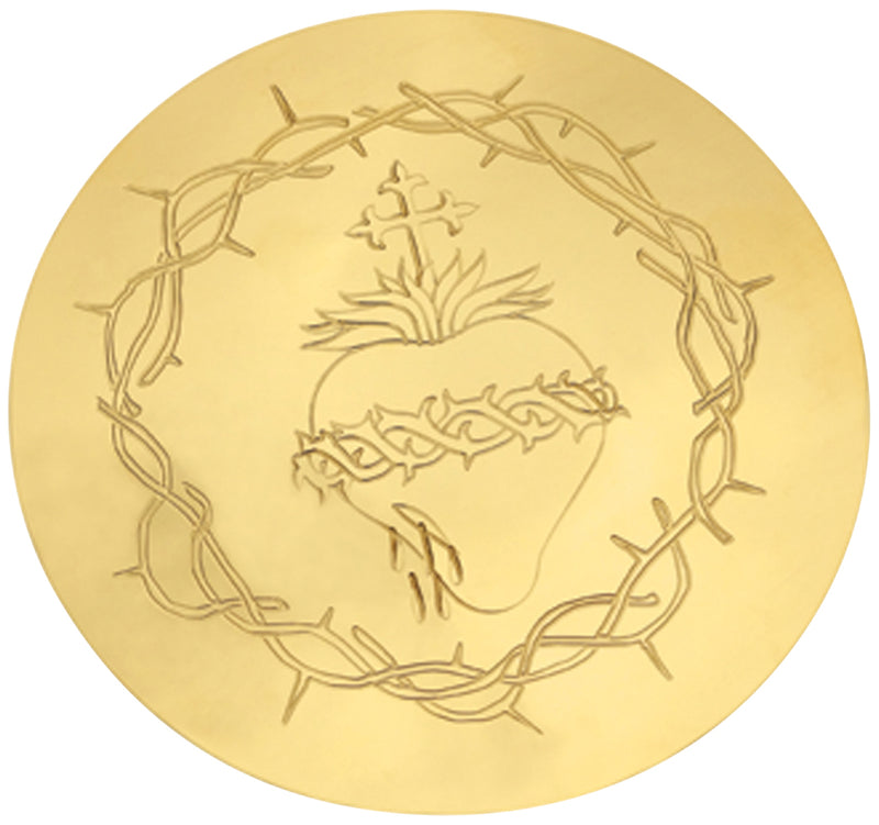 Gold Scale Paten with Sacred Heart Design | Koley's Inc.