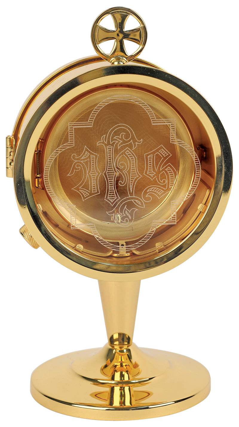 Gold Plated Chapel Monstrance with IHS Engraving, Without Luna | Koley's Inc.