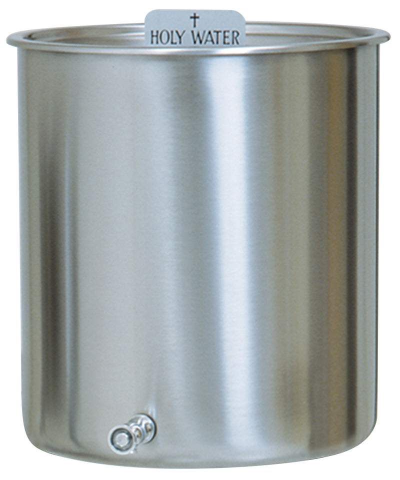 Stainless Steel Holy Water Tank, 10 Gal., with Cover, Sign & Spigot, No Stand | Koley's Inc.