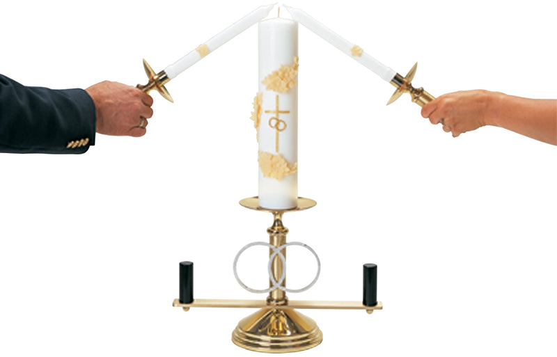 Solid Brass Wedding Candelabra with Silver Plated Rings | 3-Candle Unity Set | Koley's Inc.