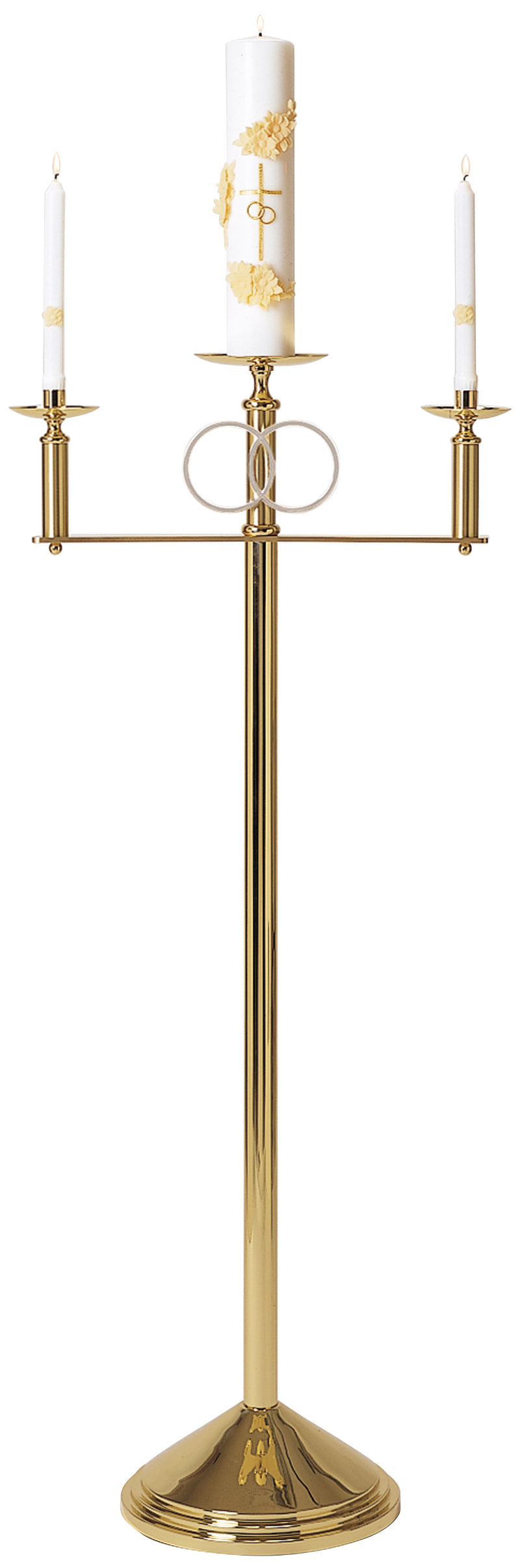 Floor Wedding Candelabra | Solid Brass | Silver Plated Rings | 50" H | Koley's Inc.