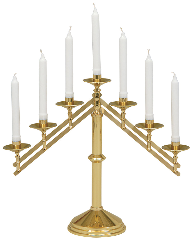 3-Light Brass Altar Candelabra | Adjustable Arms | 14" H | Koley's Inc.