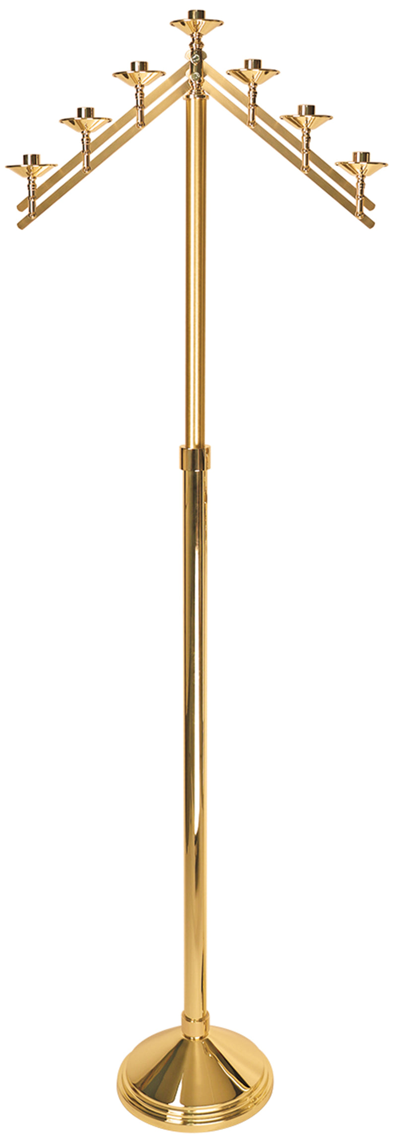 7-Light Brass Floor Candelabra | Adjustable Arms | 60" H | Koley's Inc.