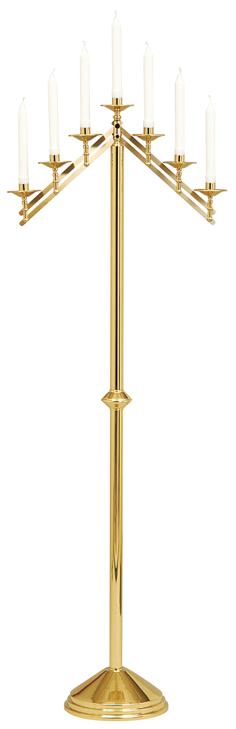 7-Light Brass Floor Candelabra | Adjustable Arms | 60" H | Koley's Inc.