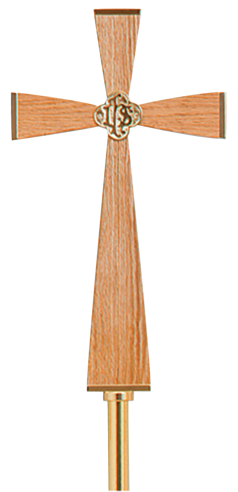 Solid Brass and Oak Wood Processional Cross | Koley's Inc.