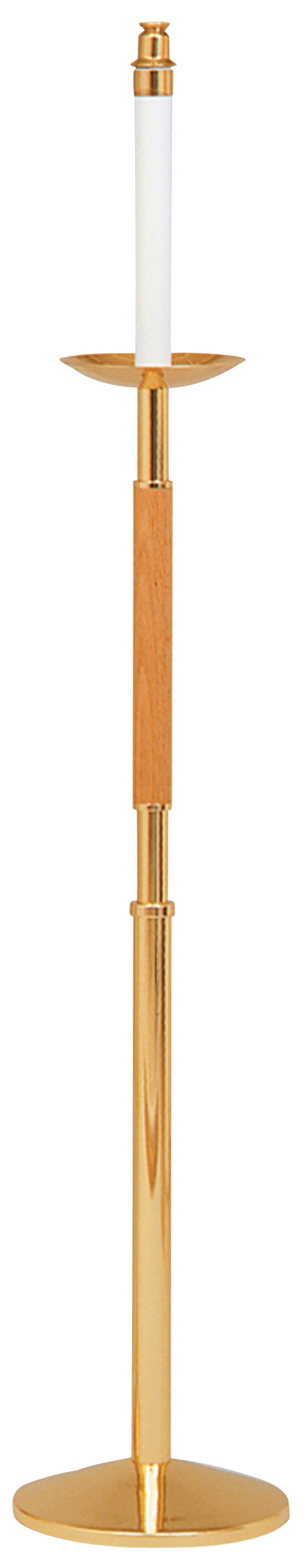 Solid Brass and Oak Wood Processional Candlestick | Koley's Inc.