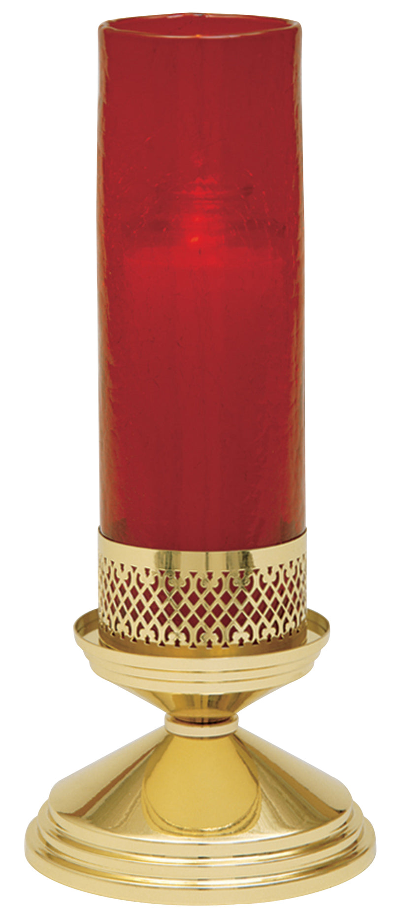 Freestanding Sanctuary Lamp, Polished Brass with Filigree Collar | Koley's Inc.