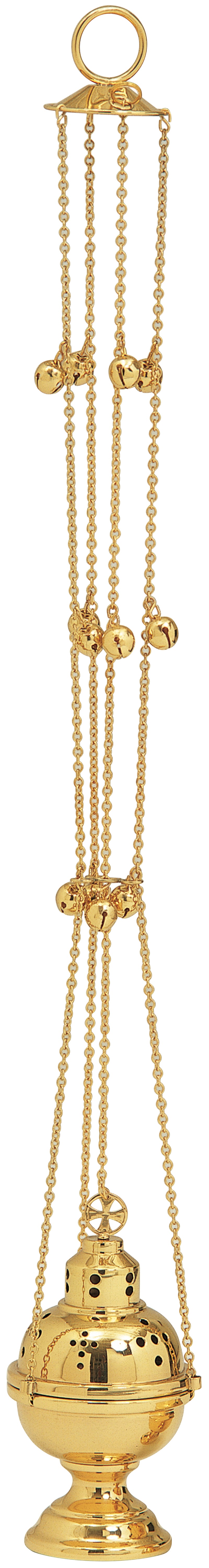 Eastern Rite Censer and Boat | 24K Gold Plated | 4 Chains with 12 Bells | Koley's Inc.
