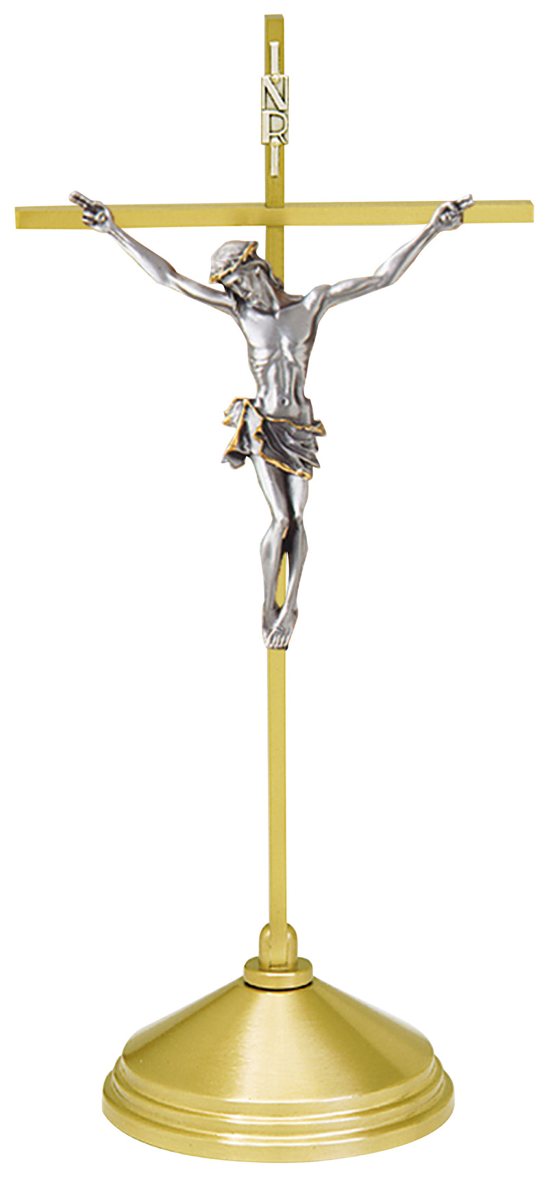 Brass Satin Finish Altar Crucifix with Oxidized Silver Corpus | Koley's Inc.