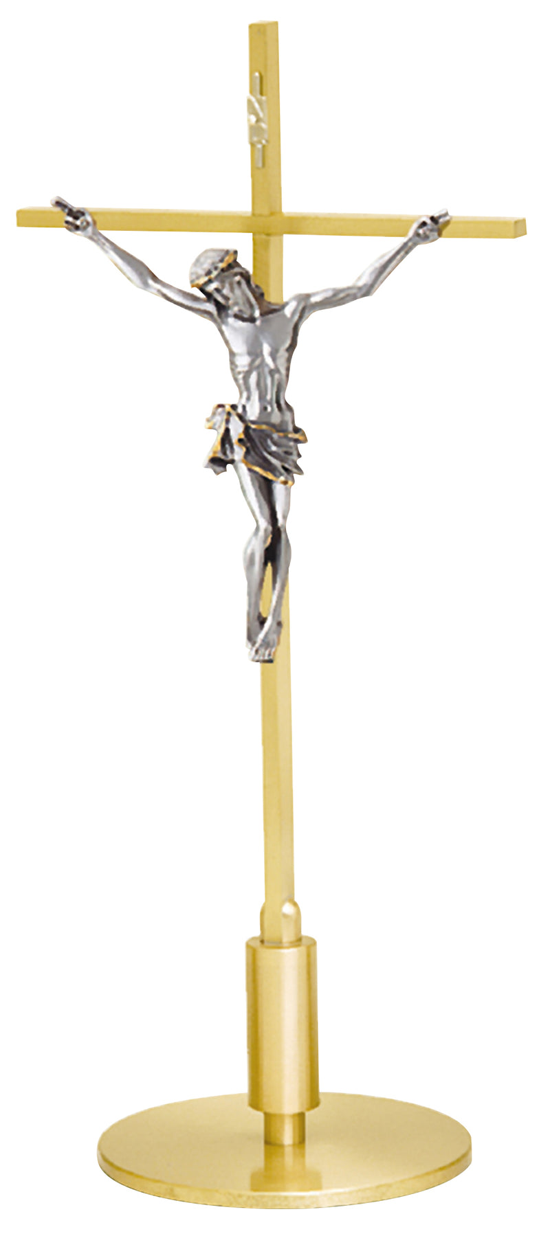 Brass Satin Altar Crucifix with Oxidized Silver Corpus | Koleys Inc.