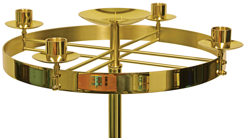 Polished Brass Advent Wreath Stand | 48" H, 21" Ring | K-552 | Koley's Inc.