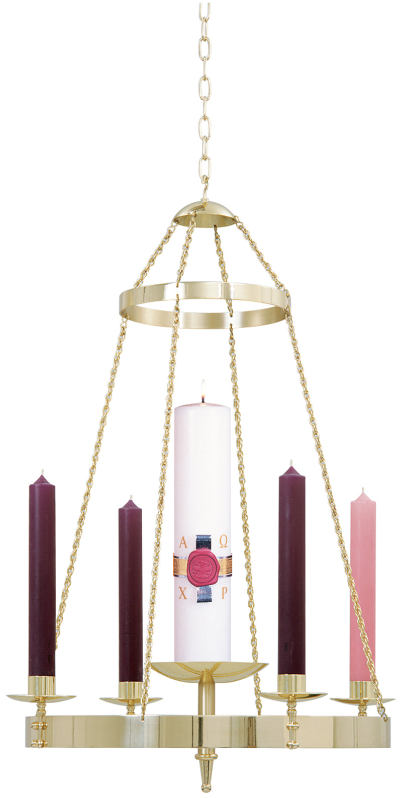Hanging Advent Wreath with Brass Two-Tone Finish and Chain | Koley's Inc.