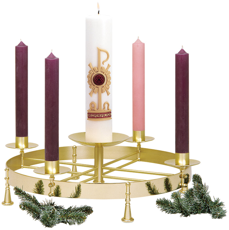 Solid Brass Two-Tone Advent Wreath with Center Spike | 25" Dia. | K-604 | Koley's Inc.