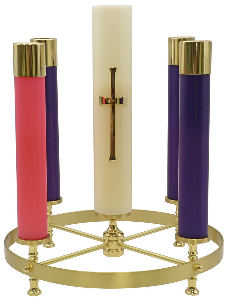 Advent Wreath for Oil Candles | Solid Brass, Two-Tone Finish