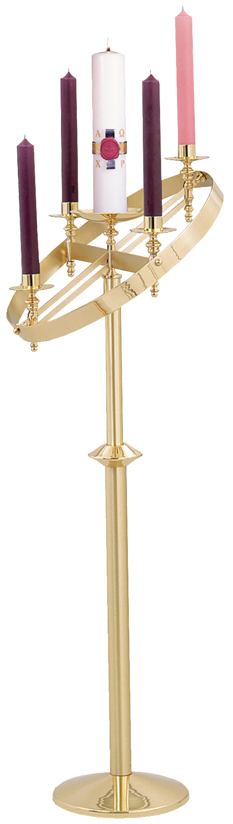 Adjustable Floor-Standing Advent Wreath | Solid Brass Two-Tone | Koley's Inc.