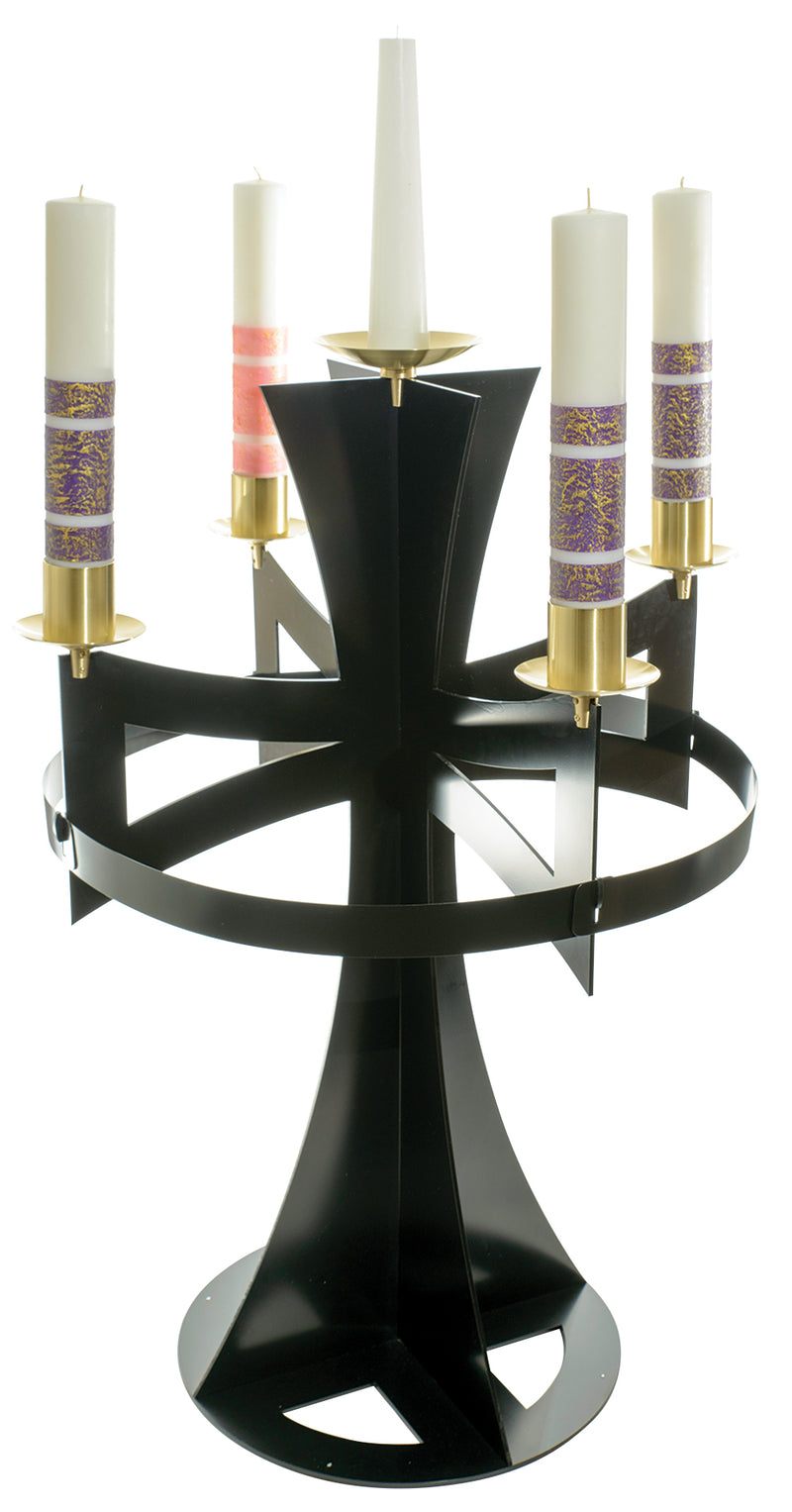 Floor-Standing Advent Wreath Stand with Brass Bobeches | 54" H | K-612 | Koley's Inc.