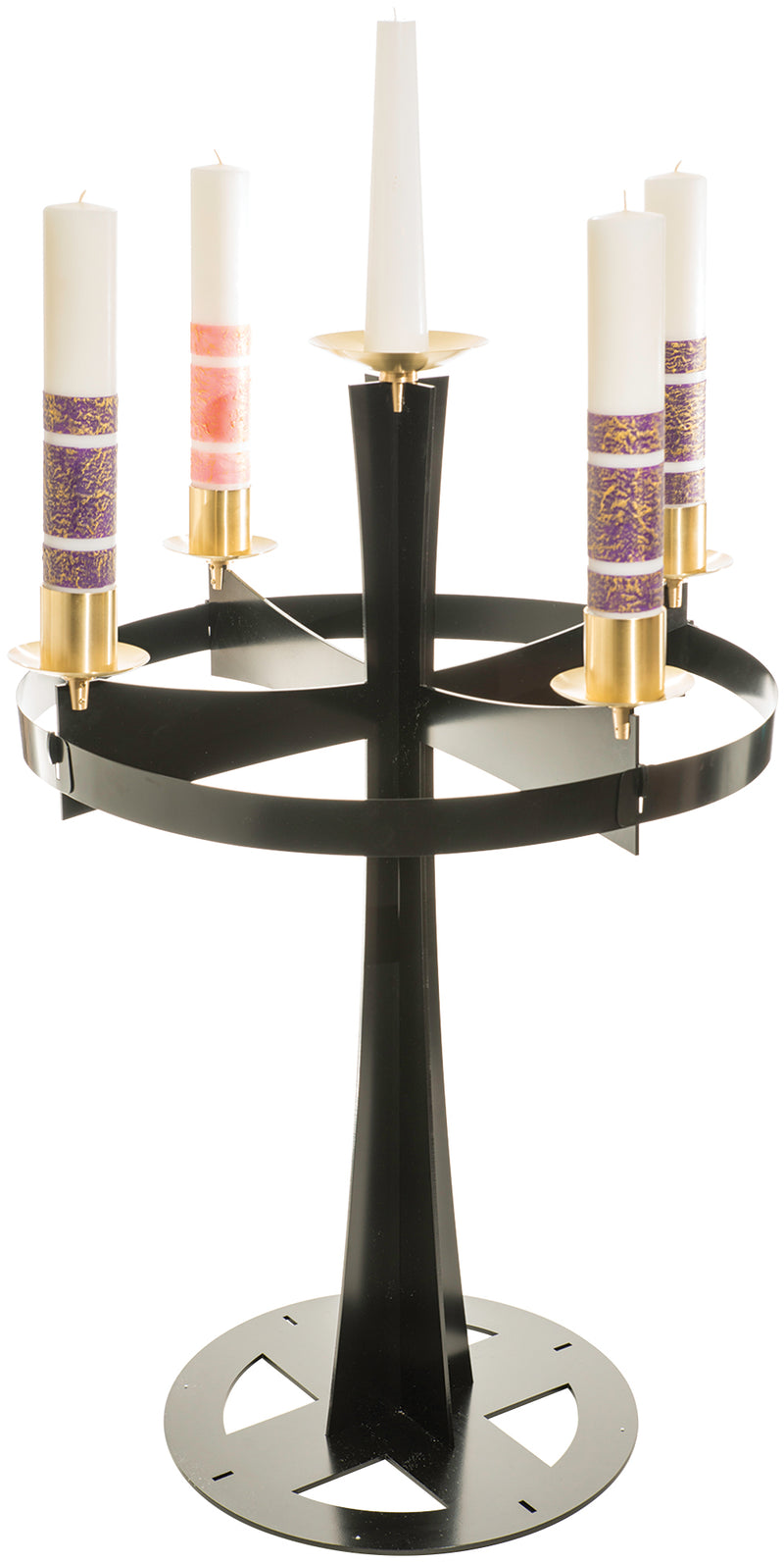 Floor-Standing Advent Wreath Stand with Brass Bobeches | 54" H | K-613 | Koley's Inc.