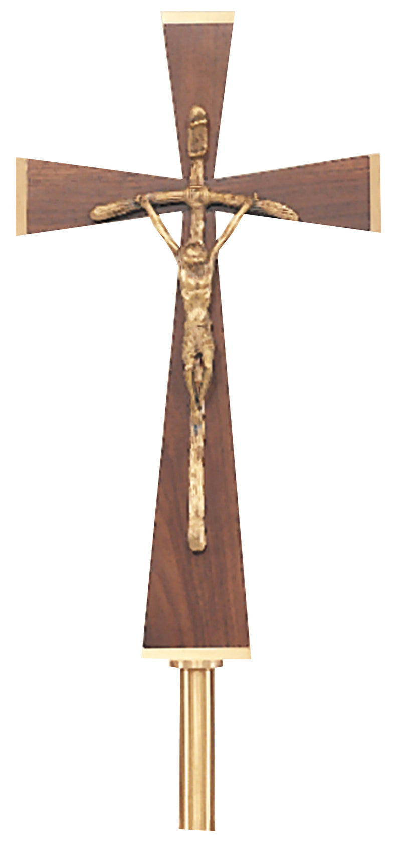 Bronze and Walnut Processional Crucifix | Koley's Inc.