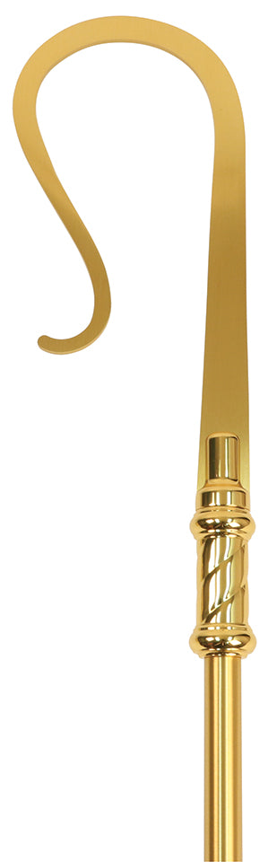Satin Brass Bishop's Crozier with Polished Decorative Nodes, 71" | Koley's Inc.