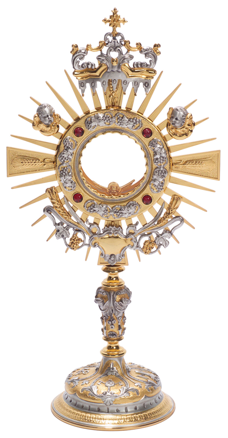 Koley's K-662 Silver and Gold Plated Monstrance | 18" Eucharistic Adoration Monstrance with Luna