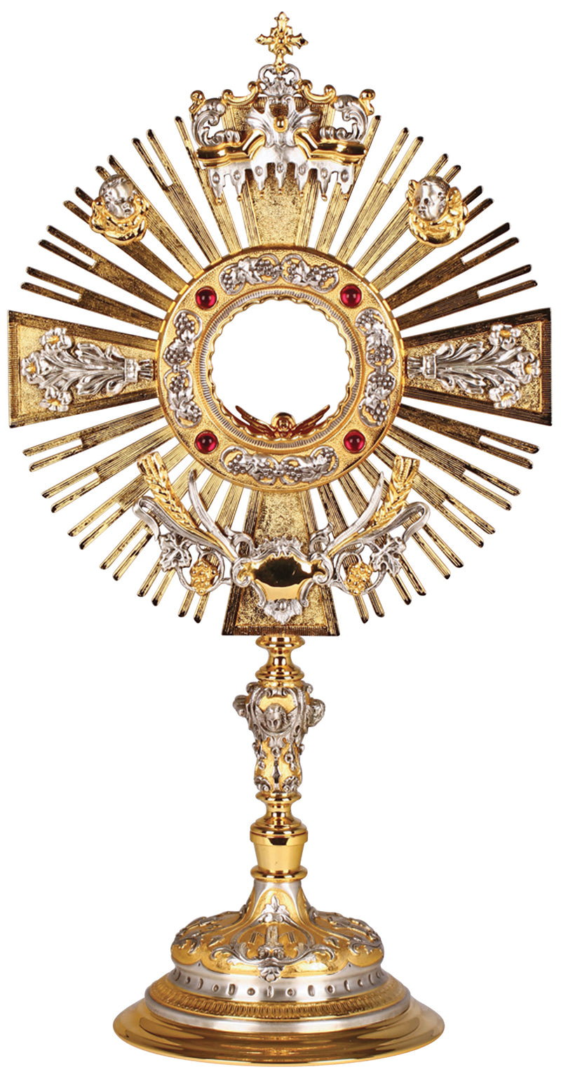 Monstrance, Silver and 24K Gold Plated with Sunburst and Crown | Koley's Inc.