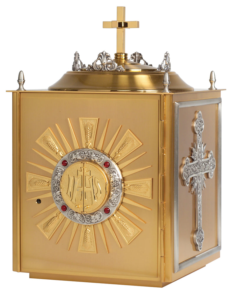 24K Gold-Plated Tabernacle with Silver Accents, Cross Finial & Luna | Koley's Inc.