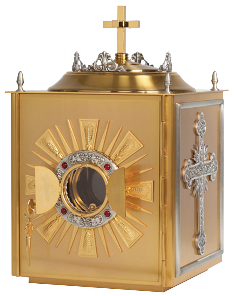 24K Gold-Plated Tabernacle with Silver Accents, Cross Finial & Luna | Koley's Inc.
