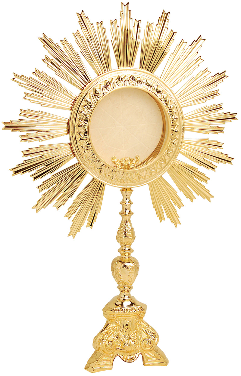 Monstrance, 24K Gold Plated Sunburst, Large Host Luna up to 5-3/4" | Koley's Inc.