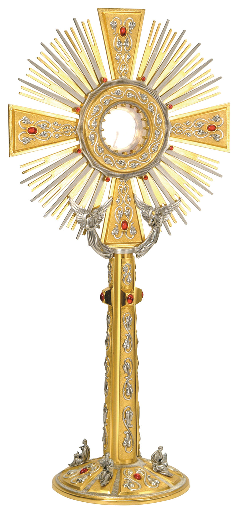 Monstrance, 24K Two-Tone Gold, Four Evangelists, with Carrying Case | Koley's Inc.