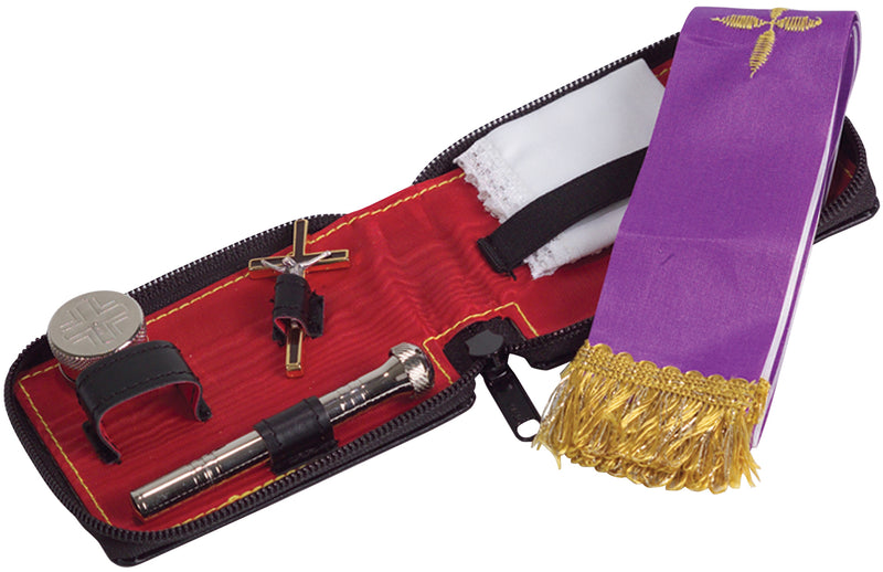 Sick Call Set with Leather Zipper Case, Oil Stock & Stole | Koley's Inc.