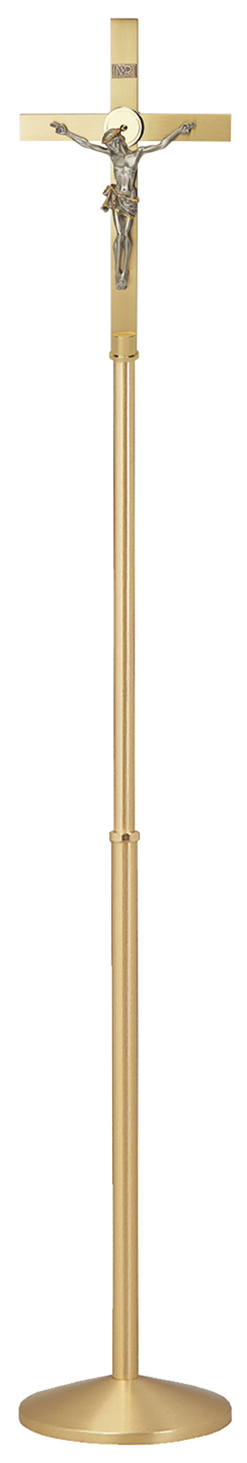 Satin Brass Processional Crucifix with 10" Corpus | Koley's Inc.