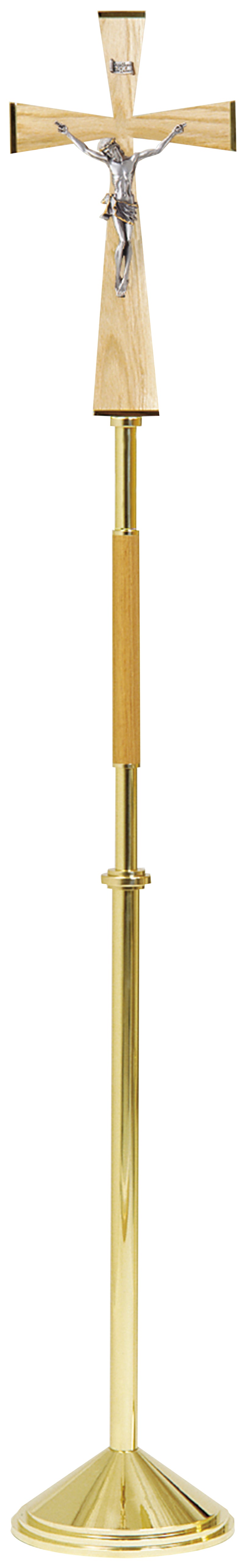 Processional Crucifix with Oak Cross and Oxidized Silver Corpus | Koley's Inc.