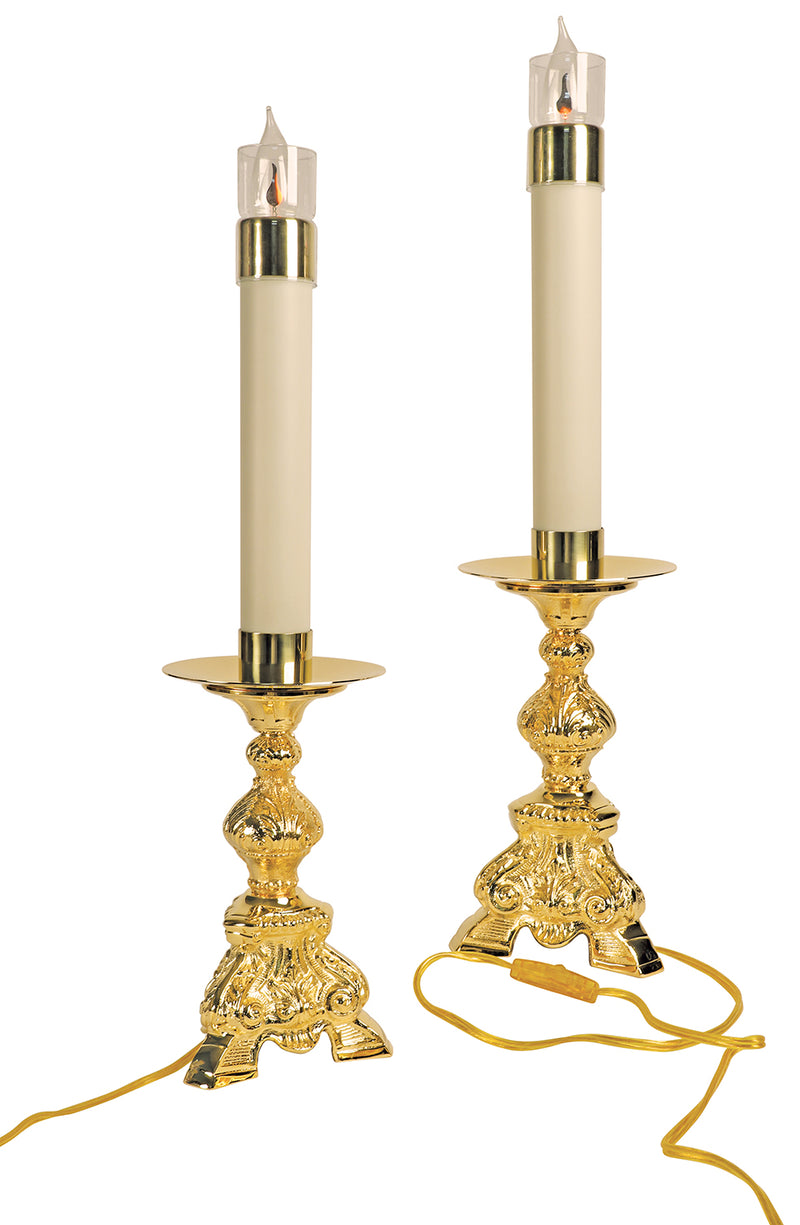 Gold Plated Electrified Altar Candlestick | 10-3/4" H | Koley's Inc.