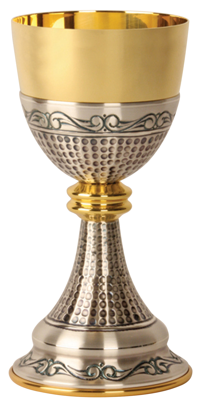 Chalice | 24K Gold Plated and Oxidized Silver | 8" H, 4" Cup, 12 oz. | K-913 | Koley's Inc.