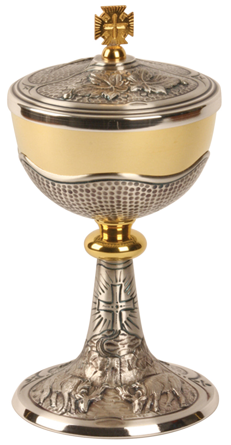 Gold Plated and Oxidized Silver Ciborium with Holy Spirit and Grapes Design | Koley's Inc.