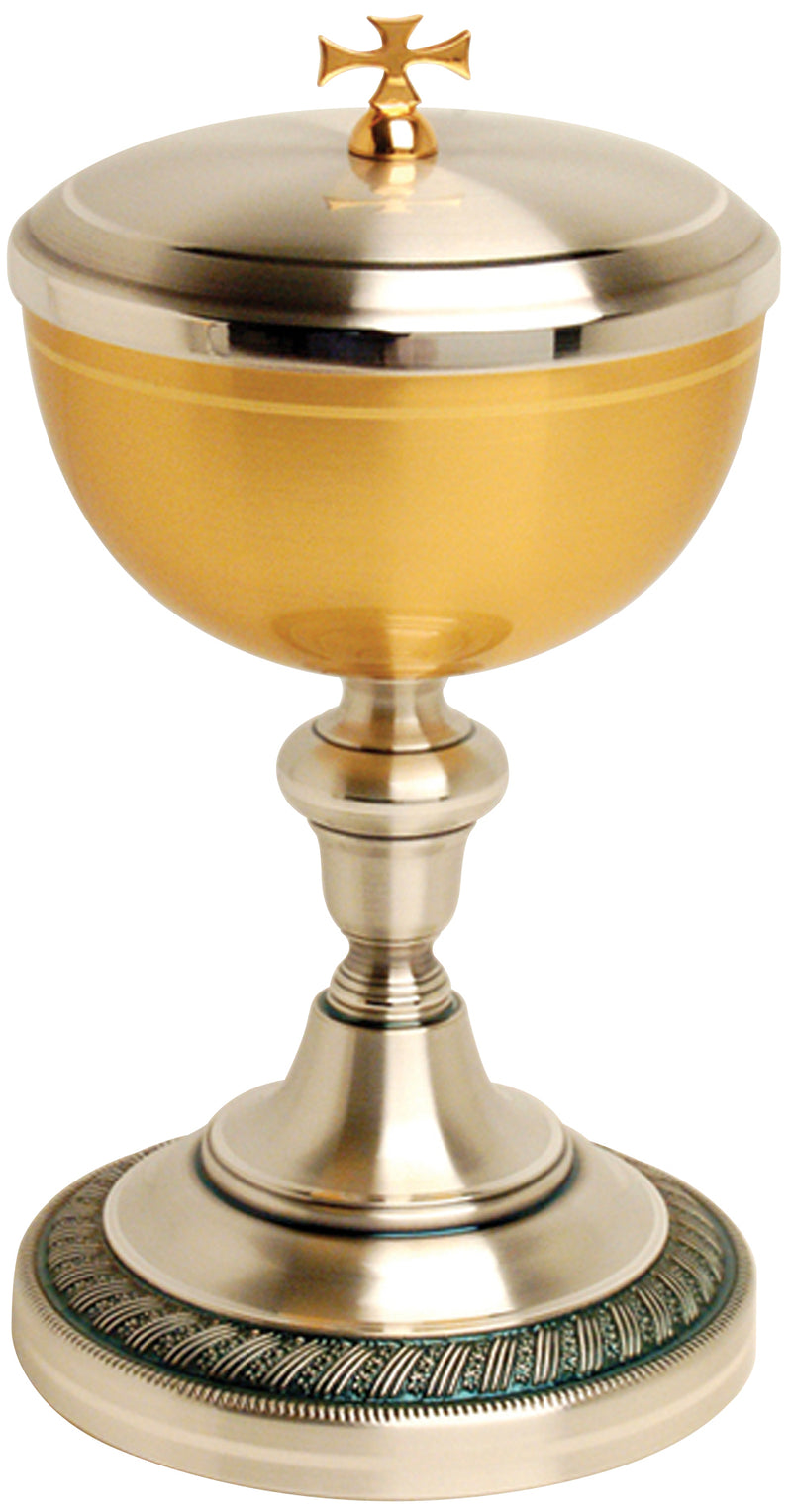 Ciborium | 24K Gold Plated and Oxidized Silver | 8-3/4" H, 4-5/8" Cup, 300 Host | K-925 | Koley's Inc.