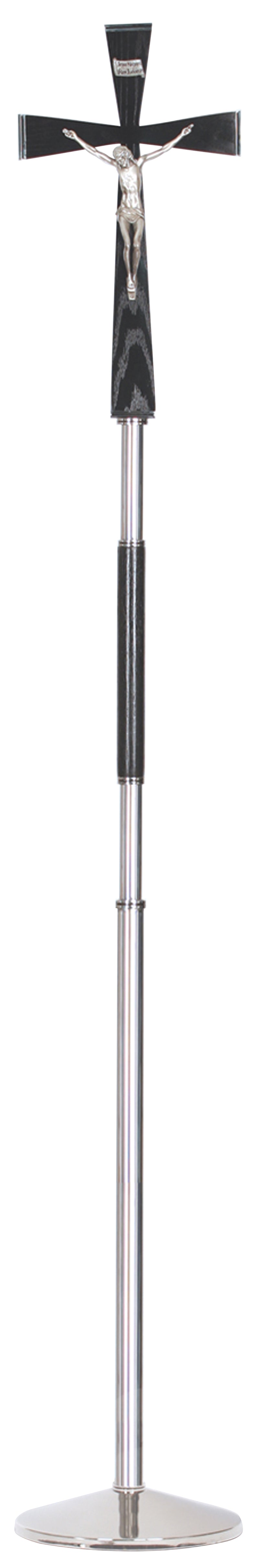 Stainless Steel and Wood Polished Processional Crucifix | Koley's Inc.