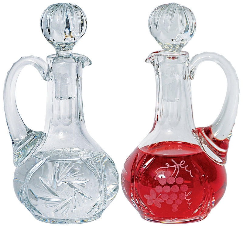 Crystal Cruet Set Grape and Pinwheel Design 6 oz. Pair | Koley's Inc.