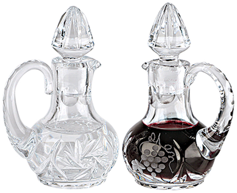 Crystal Cruets, Grape & Leaf / Pinwheel Design, 2 oz., Pair | Koley's Inc.