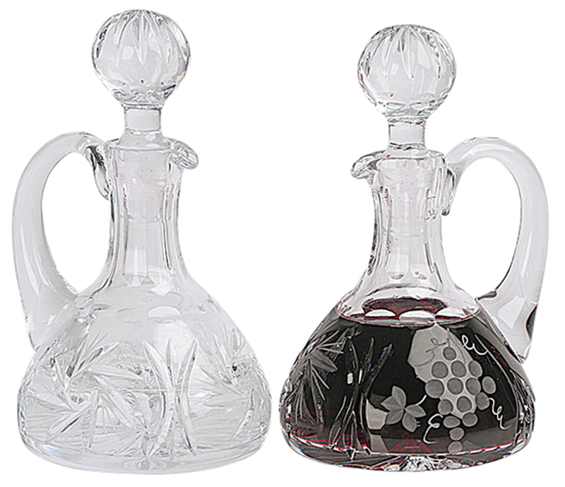 Crystal Cruet Set Wide Base Grape and Pinwheel 6 oz. Pair | Koley's Inc.