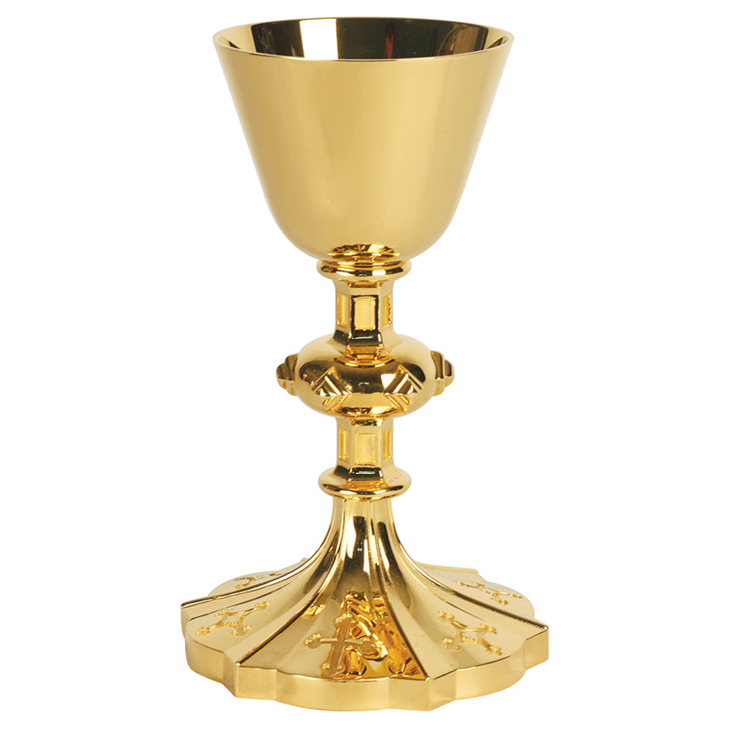 Bright Gold Plated Chalice with Heavy Cast Stem, Node, and Base | Koley's Inc.