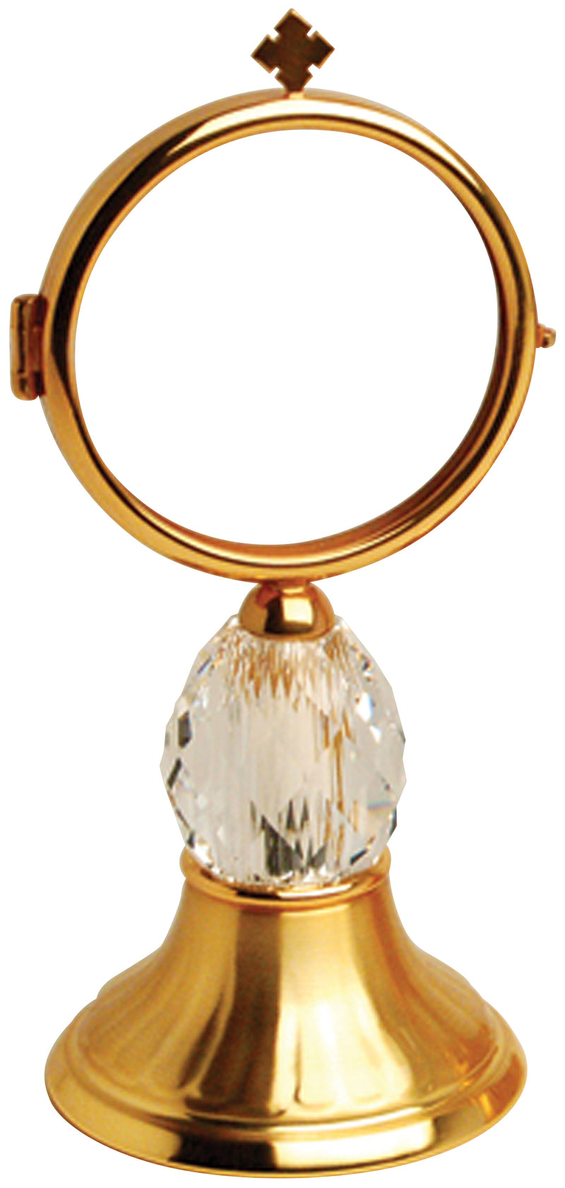 Gold Plated Chapel Monstrance with Crystal Node and Fixed Luna | Koley's Inc.