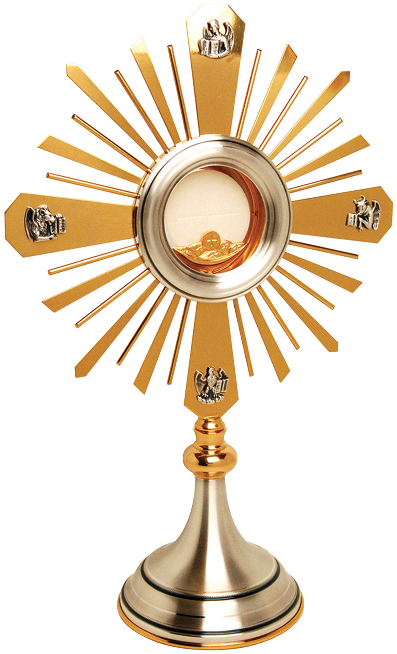 Monstrance, 24K Gold and Oxidized Silver, Four Evangelists on Face | Koley's Inc.