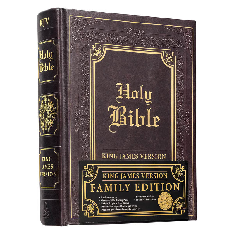 Dark Brown Faux Leather KJV Family Bible | Christian Art Gifts