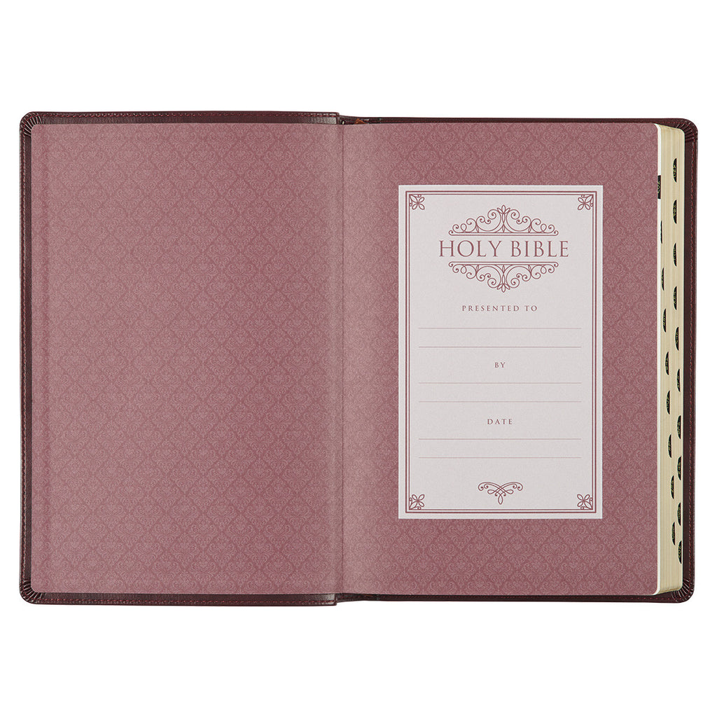 Burgundy Faux Leather Large Print Thinline King James Version Bible with Thumb Index