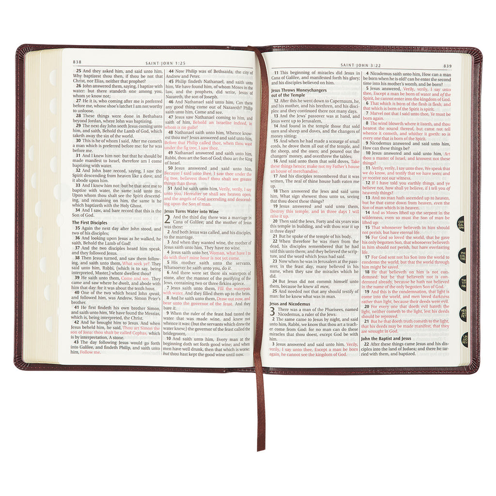 Burgundy Faux Leather Large Print Thinline King James Version Bible with Thumb Index