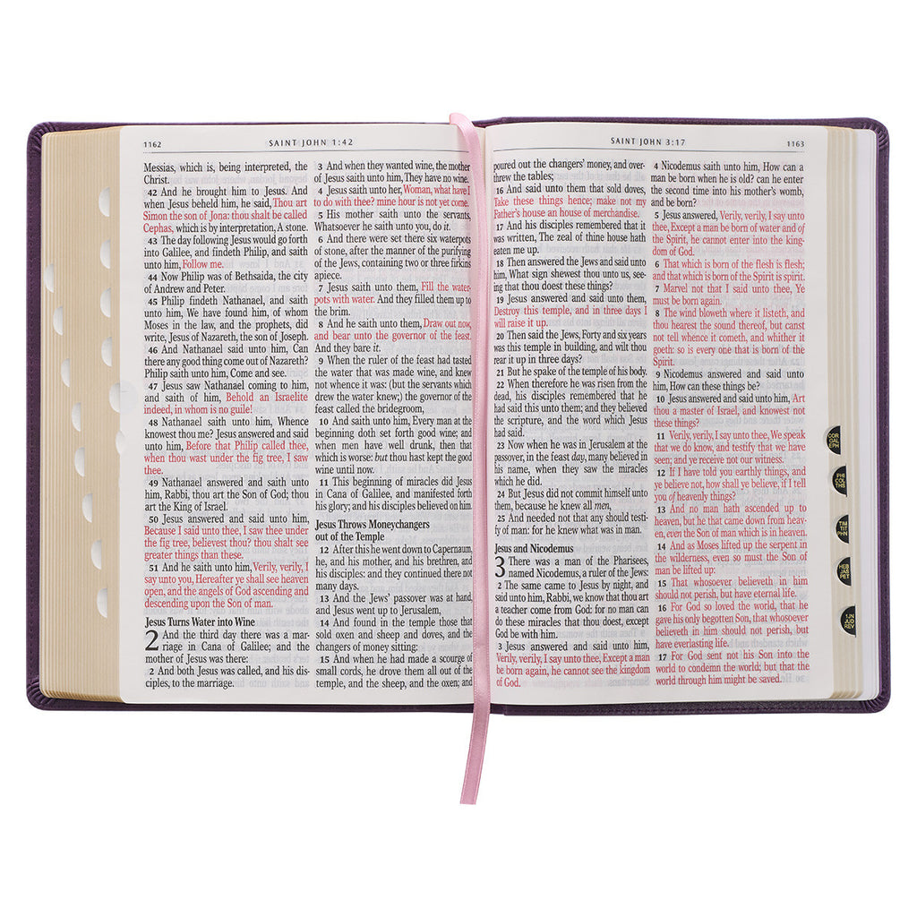 Purple Faux Leather Giant Print Full-Size King James Version Bible with Thumb Index