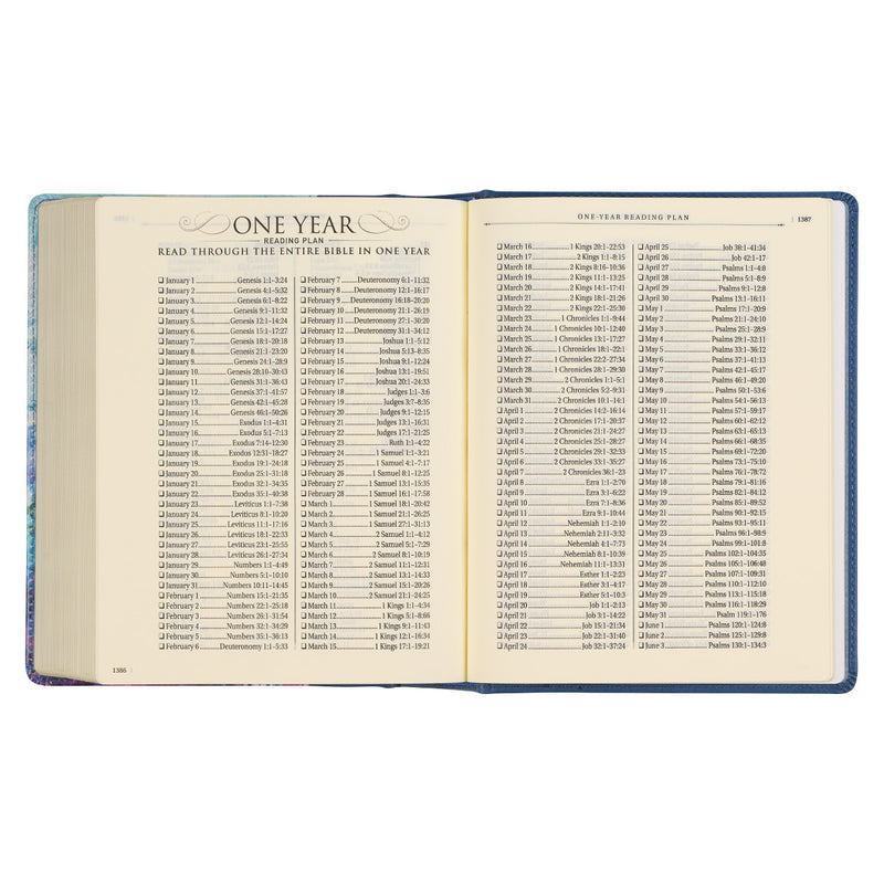 Blue Floral Faux Leather Hardcover Note-taking Bible